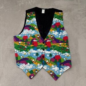 VTG 111 Main Peanuts Snoopy Woodstock‎ AOP Vest Mens L-XL Multicolor Waistcoat
